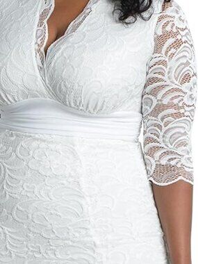 KIYONNA Amour Ivory allver stretch Lace Wedding Dress Size 10-12